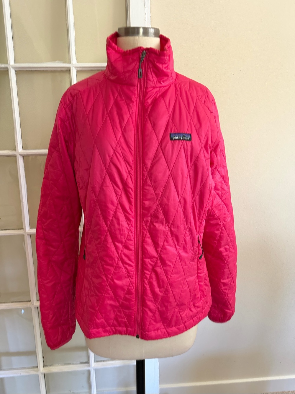 PATAGONIA Women's Quilted Nano Puff Puffer Jacket Hot Pink Full Zip Size Large